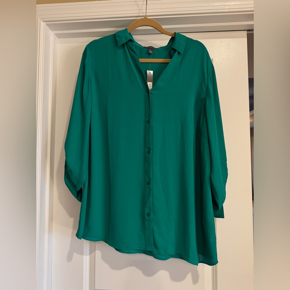 The Limited Women’s Silk Button Up Blouse Green Size 0X NWT